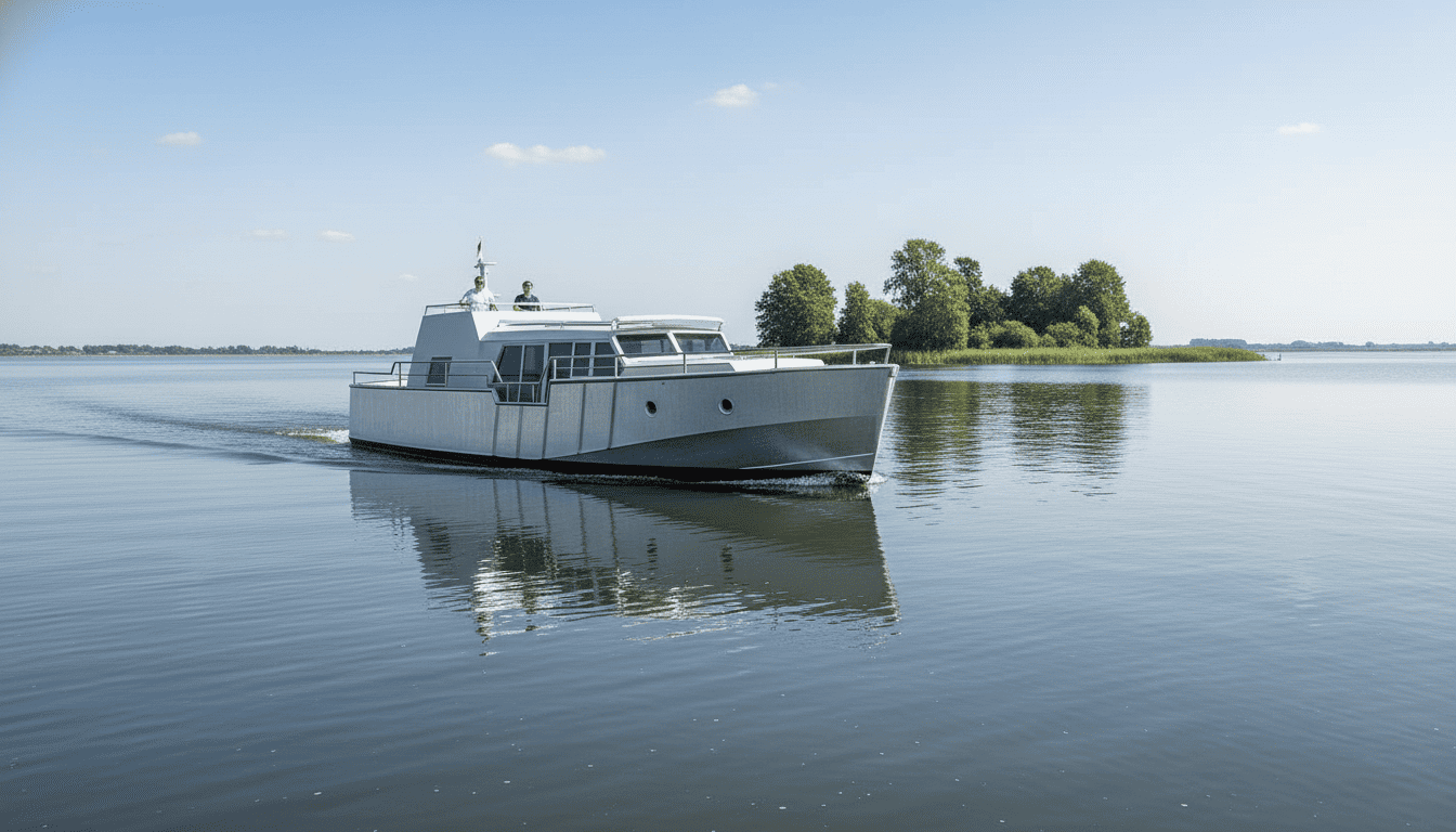 Seacruiser 49.2 aluminium motorjacht varend op binnenwater